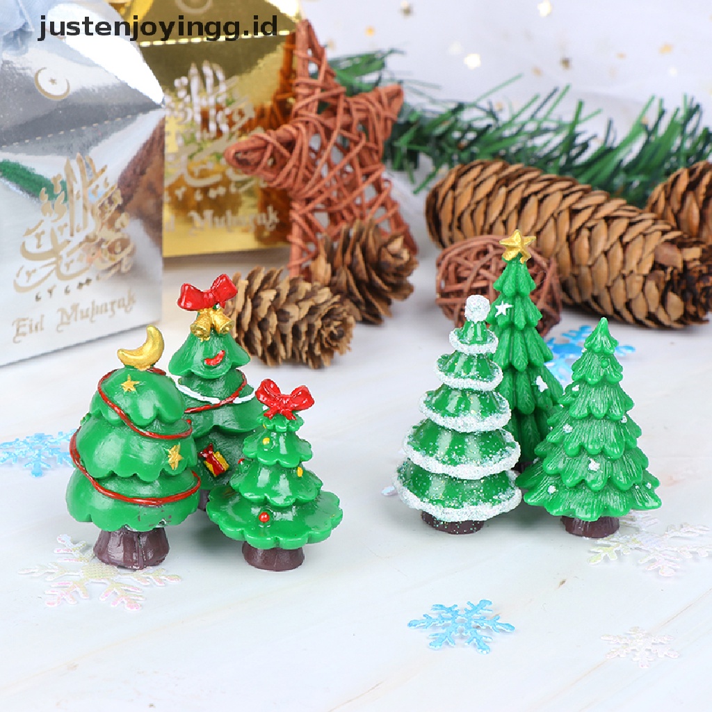 // justenjoyingg.id // Christmas Trees gift Figurines Fairy Garden Miniatures Resin Craft Landscape ~