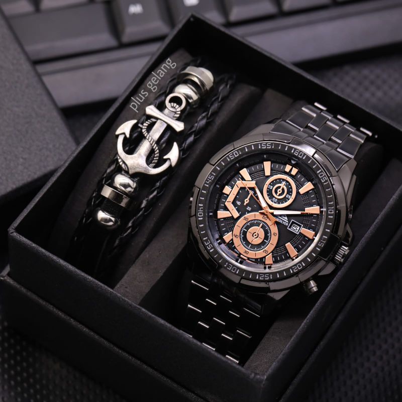 Jam Tangan Pria Rantai Free Gelang