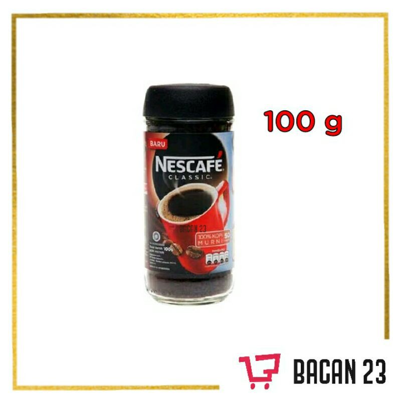 

Nescafe Classic Botol (100gr) / Kopi Hitam Instan Bubuk / Bacan 23 - Bacan23