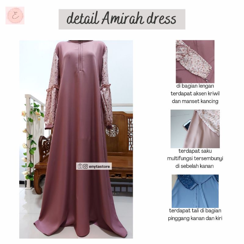 Gamis/ Dress Amirah & Ceylan by Enyta | bahan Shakilla | 1kg = 3pcs | Busui friendly-1