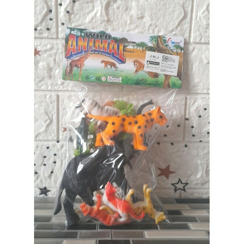 Mainan anak hewan/binatang murah meriah gajah zebra harimau beruang kutub berbahan karet