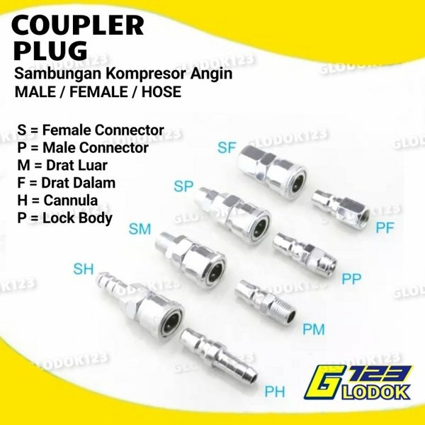 Kopler Angin Coupler Male Female SP PP SM PM SF PF SH PH 20 1per4