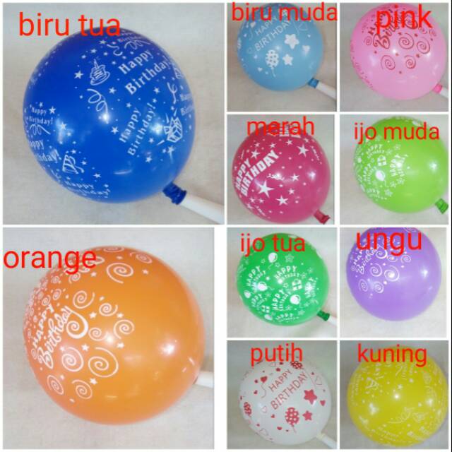 Balon latex print happy birthday