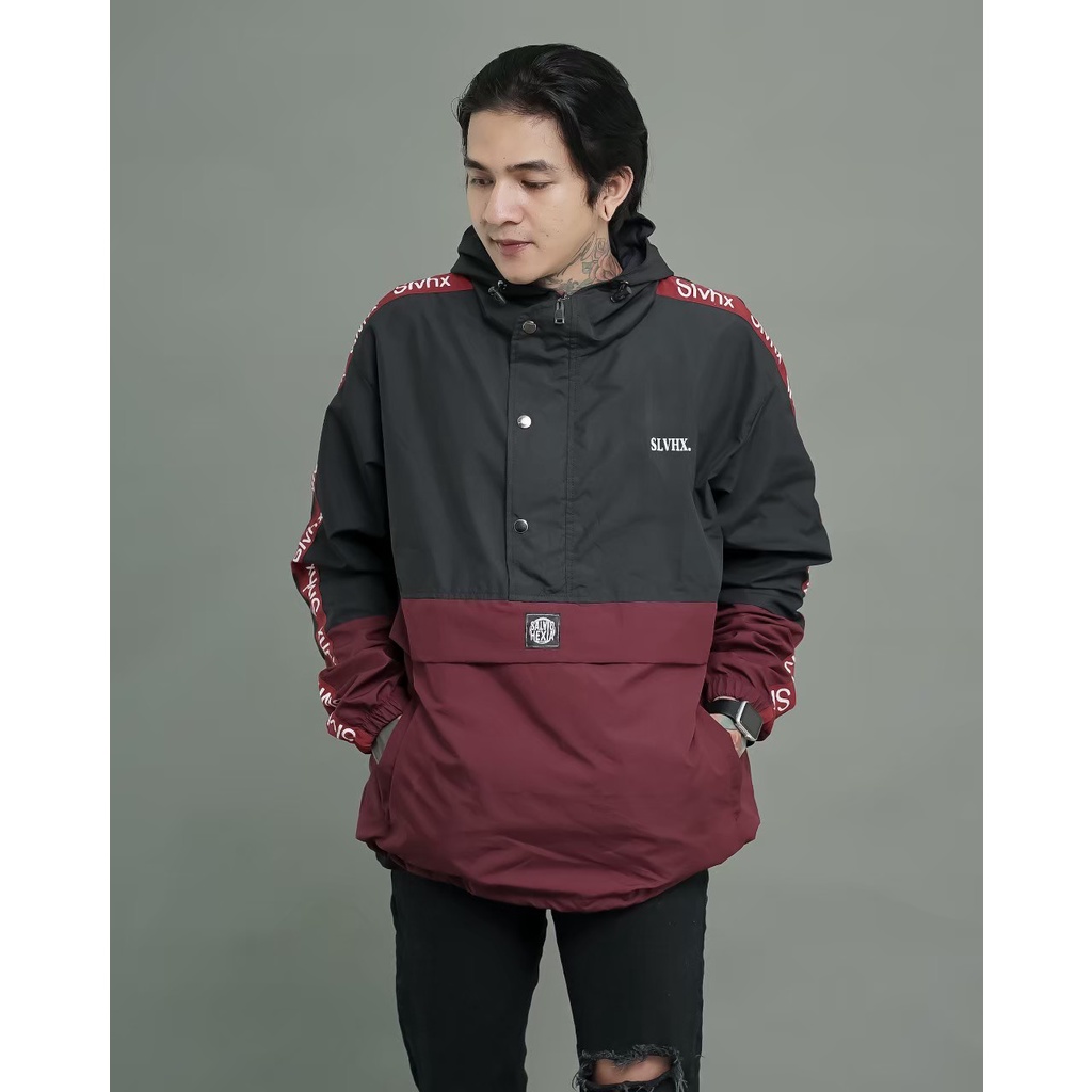 JAKET PRIA-JAKET CAGOULE PRIA MURAH-JAKET SALVIO HEXIA-JAKET ORIGINAL-JAKET DISTRO-JAKET PARASIT-HITAM MARON SLVX
