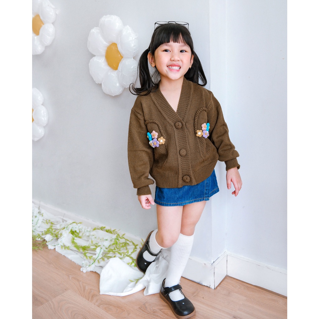 HELIE CARDIGAN | Jacket Anak Perempuan | Cardigan Knit | Outer Rajut | Cardigan Anak