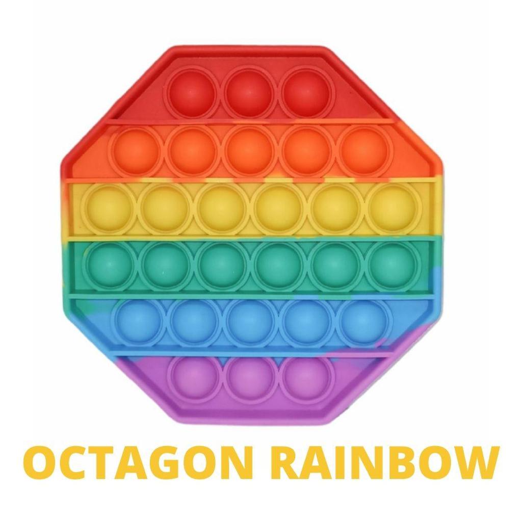 Pop It Fidget Toys Squishy / Mainan Anak Rainbow - Kotak / Hati / Bulat / Octagon-4