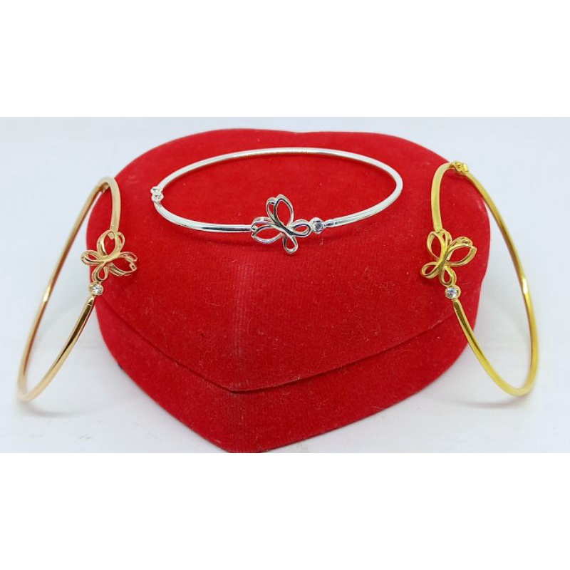 GELANG PERAK ASLI LAPIS EMAS 925/GELANG BANGLE KUPU-KUPU/GELANG SILVER ASLI/GELANG FASHION WANITA