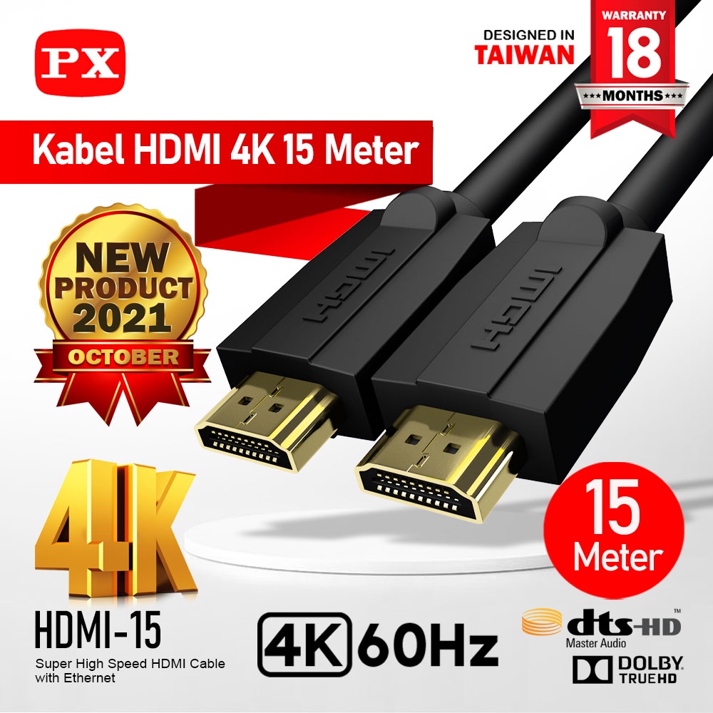 Kabel HDMI 4K Ultra HD HDR ARC High Speed Quality 15 Meter PX HDMI-15