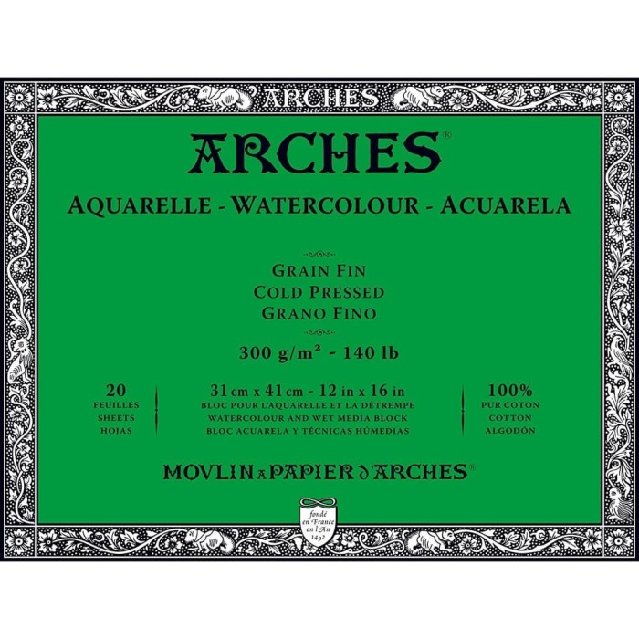 

ARCHES COLD PRESSED PAPER 300 GSM 31x41 CM (LEMBARAN/SHEET)