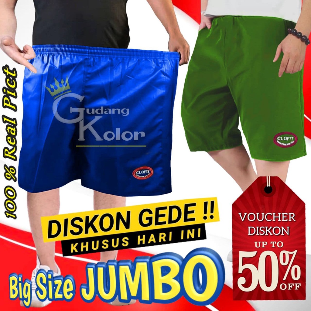 Celana Pendek Pria Jumbo Polos Santai Sepan Dewasa Big Size Celpen Short Pants Laki laki Selutut Cow