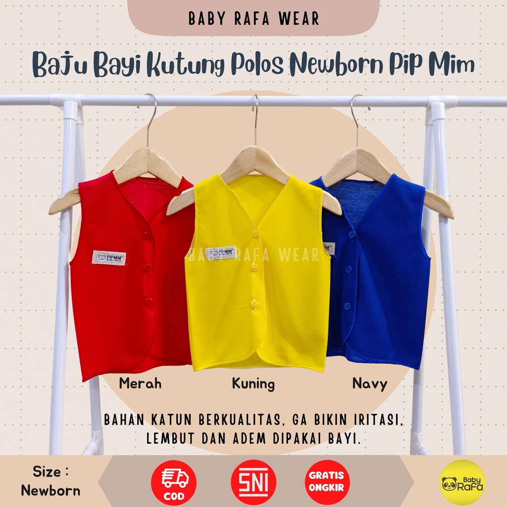 Baju Bayi Kutung Newborn merk SNI PIP MIM - POLOS WARNA TUA