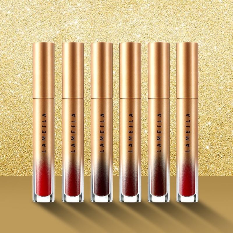 LAMEILA GOLD VELVET LIP GLAZE LIPSTICK MELEMBABKAN