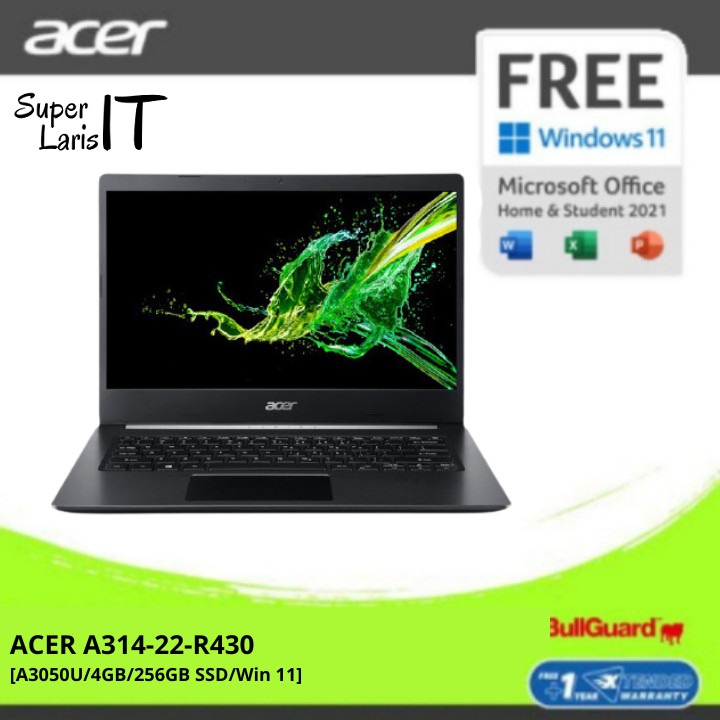 Laptop Acer Aspire 3 Slim A314 22 R430 AMD 3050 4GB 256GB 14" W11 OHS