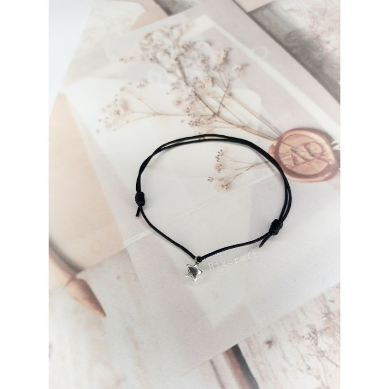 Gelang Gantungan Star Silver mini Tali 1 Tipis