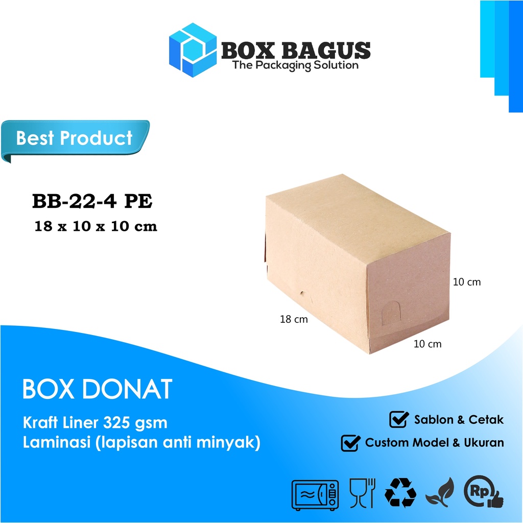 BOX DUS 18x10x10 KRAFT 325 GSM LAMINASI - KOTAK HAMPERS ROTI BAKAR DONAT BOMBOLONI BOLU GULUNG