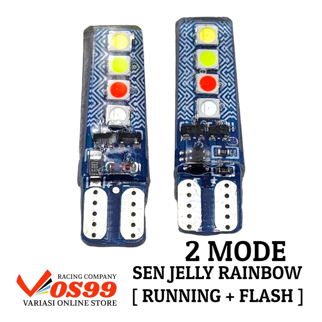 LAMPU SEN JELLY RAINBOW 2 MODE [ RUNNING &amp; FLASH ] 12V BISA UNTUK SEMUA JENIS MOTOR