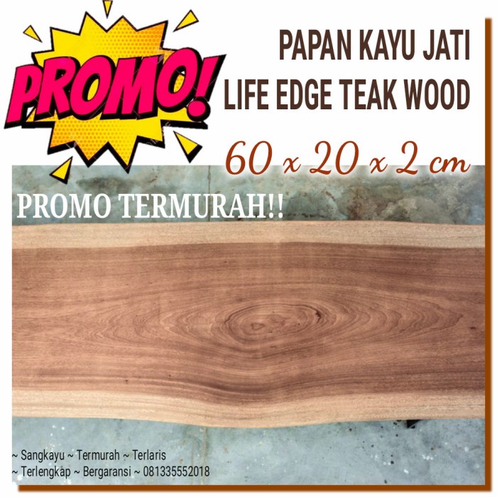 PROMO TERMURAH Papan kayu jati 60x20x2cm papan kayu talenan jati besar - AMPLAS HALUS