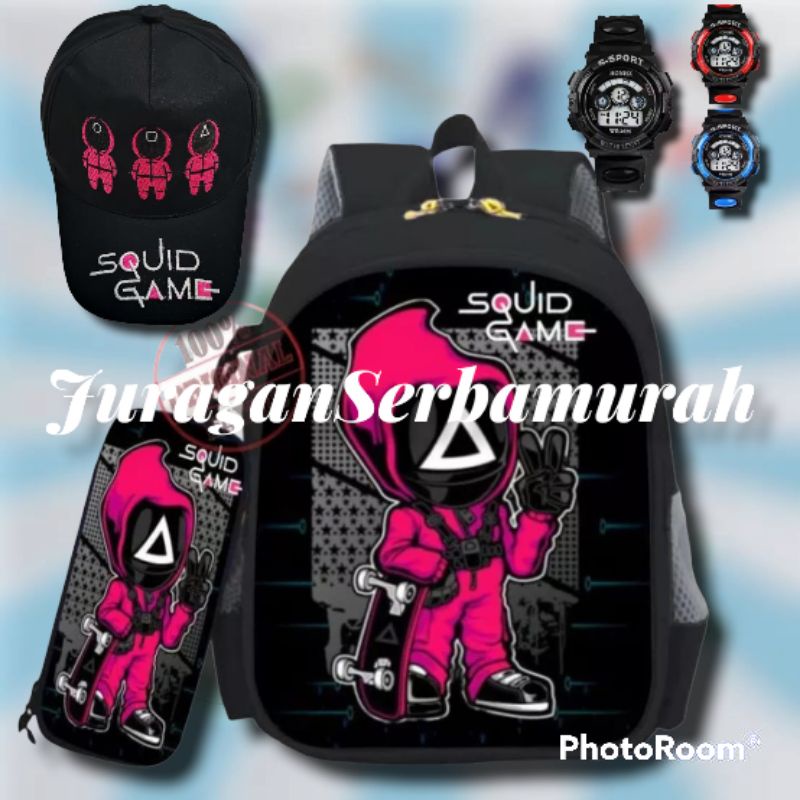 Tas Ransel Sekolah Anak Laki-laki Karakter SquidGame Dan Superhero Murah