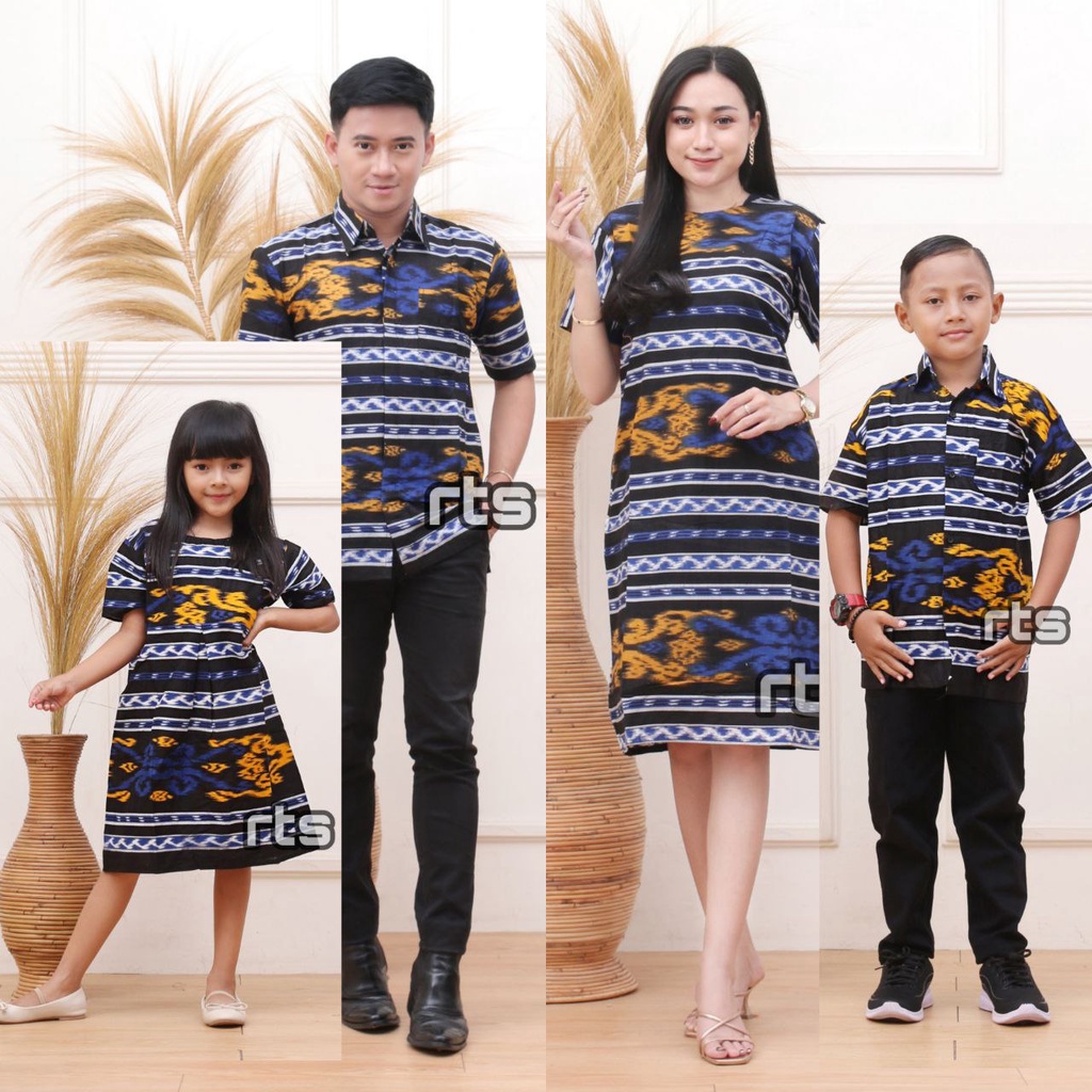 BISA DIBELI TERPISAH BATIK COUPLE FAMILY MOTIF SONGKET BIRU