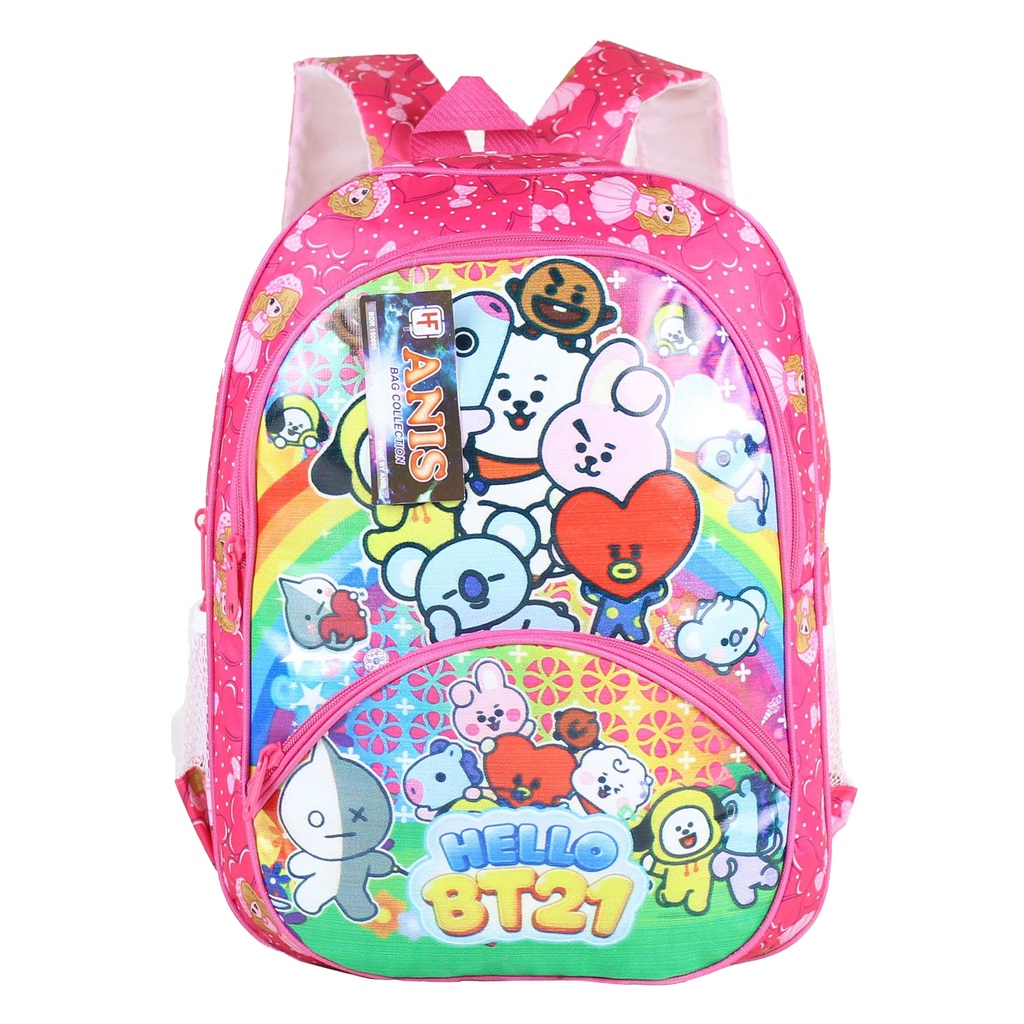 Ransel Anak Sd Tas Pink Karakter BT-21 Lucu Fashion Anak Sekolah Backpack Anak Anak Cantik