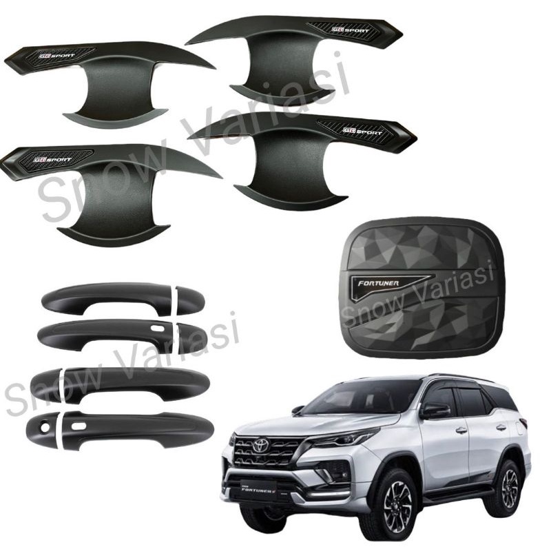 Paket Outer Handle Tank Cover All New Fortuner 2016 2021 2022 2023 GR Sport Hitam