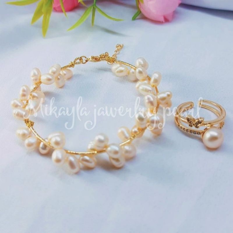 Set mutiara lombok|Perhiasan mutiara asli lombok|Set gelang cincin mutiara asli|Perhiasan mutiara lo
