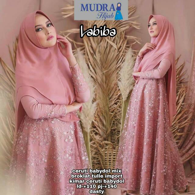(RESTOCK) Labiba by mudra hijab | gamis syari ceruty babydol mix tule import