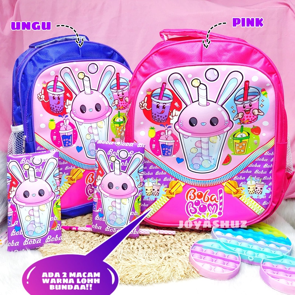 Tas Anak Perempuan -  Lol Unicorn Hello Kitty Boba Berbonus - Ransel Lol Unicorn BAnak - Tas Sekolah Anak SD Karakter - Tas Anak Perempuan SD Gratis Botol Dan Misting-Tas Sekolah Anak Perempuan Karakter Lucu - Joyashuz