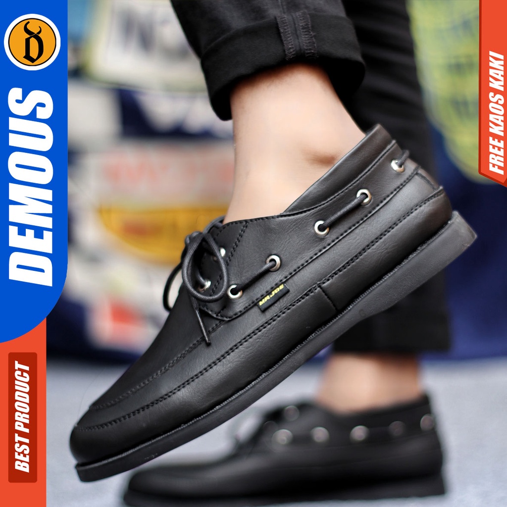 Sepatu Formal Pria Sepatu Casual Pria Kulit Pu Tali Sepatu Pantofel Kerja Kantor Kuliah Kondangan Sepatu Hitam Pria DEMOUS DARIO