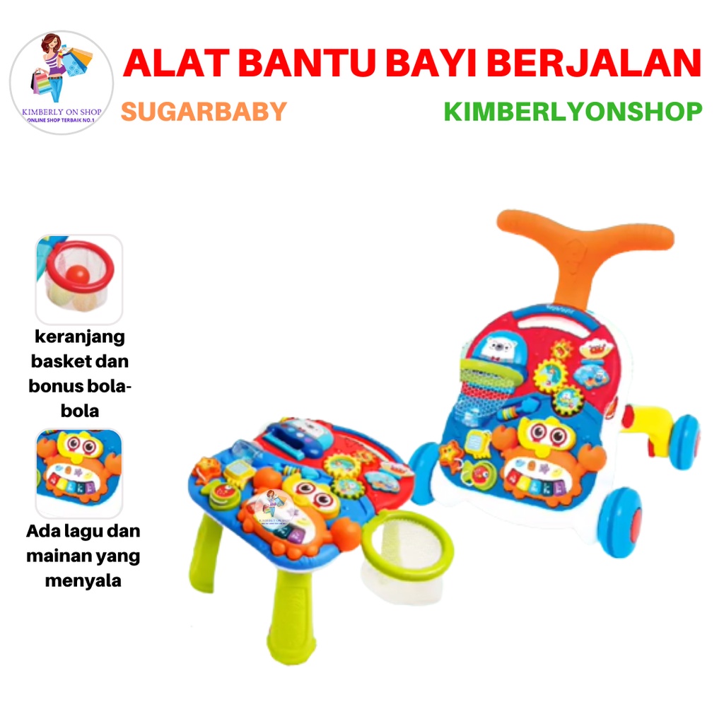 Sugar Baby 10IN1 Premium Activity Walker &amp; Table Alat Bantu Bayi Jalan