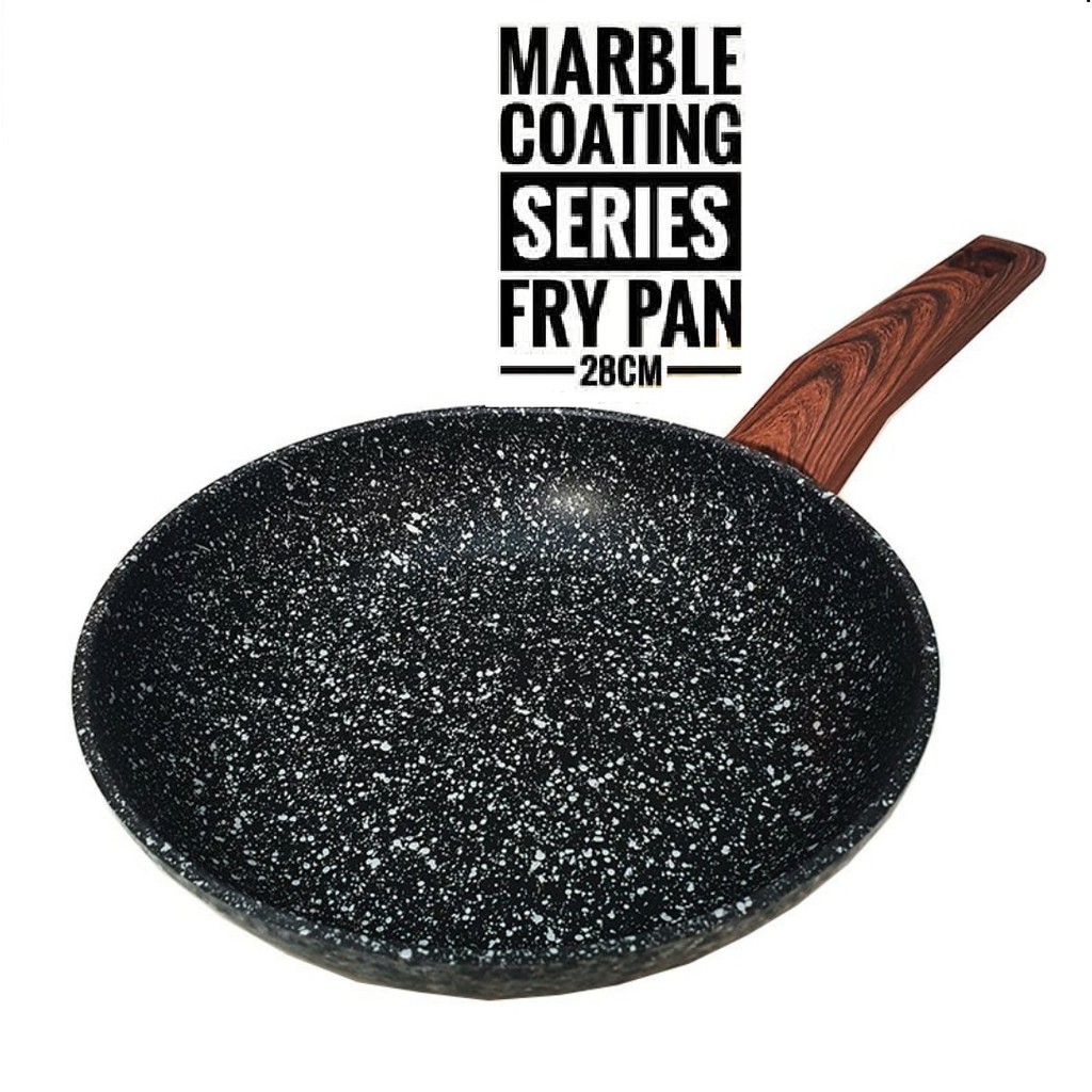 Fry Pan Teflon Penggorengan Marble Ceramic Keramik Anti Lengket Yoshikawa Marble 28 CM