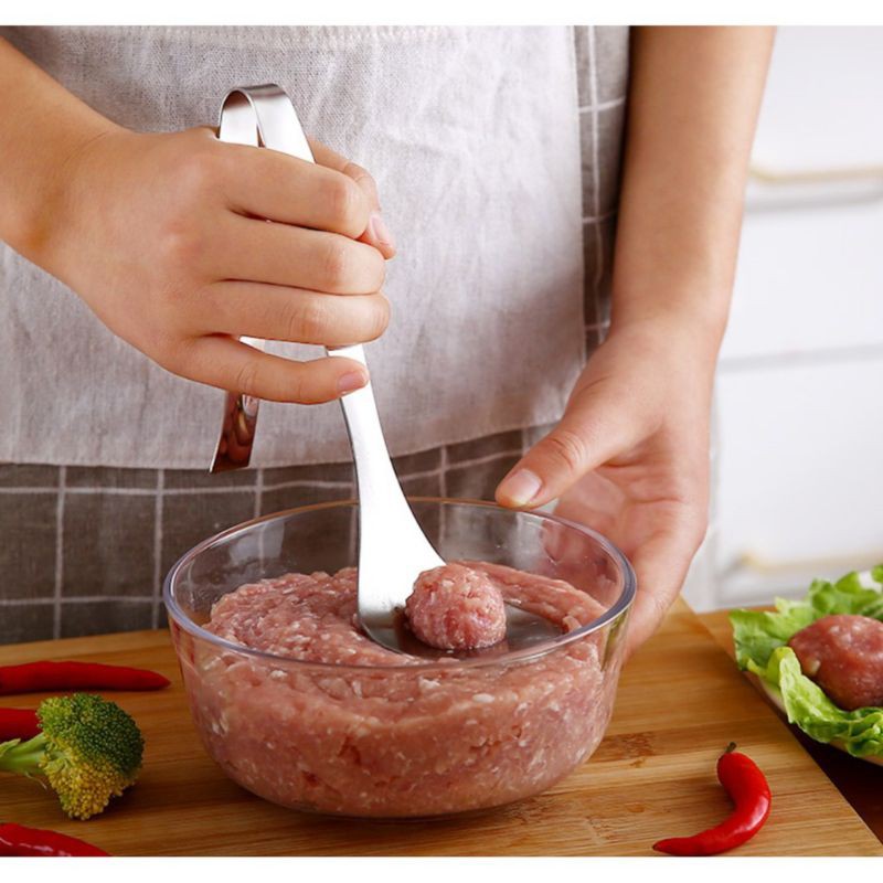 Cetakan Bakso Stainles/Sendok Bakso Pentol Cilok/Alat Membuat Adonan Bakso/Alat Pembuat Bakso Prakti