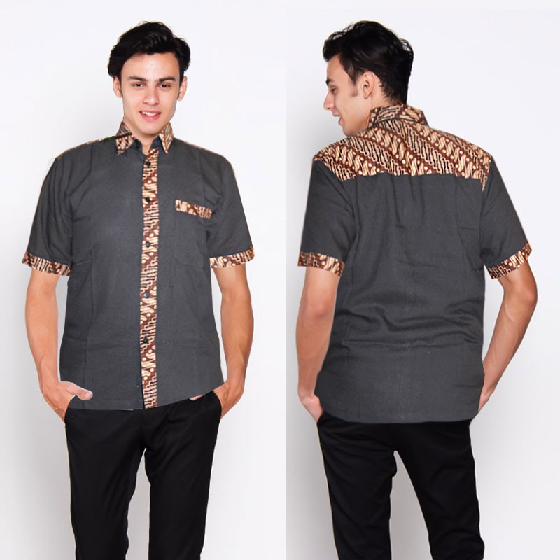 Kemeja Hem Pria Baju Batik Kombinasi Dobi