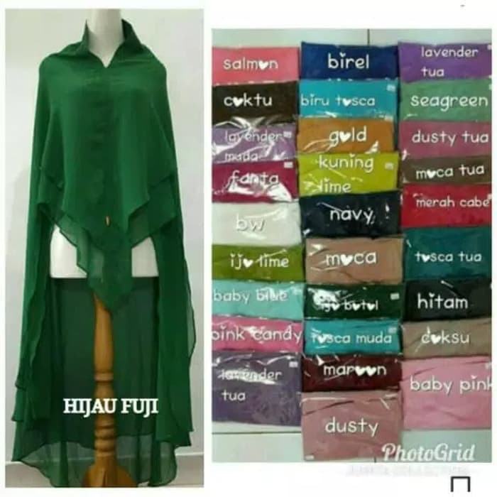 Khimar hijab bergo ceruti ceruty 2 layer penguin LV cantik syari murah