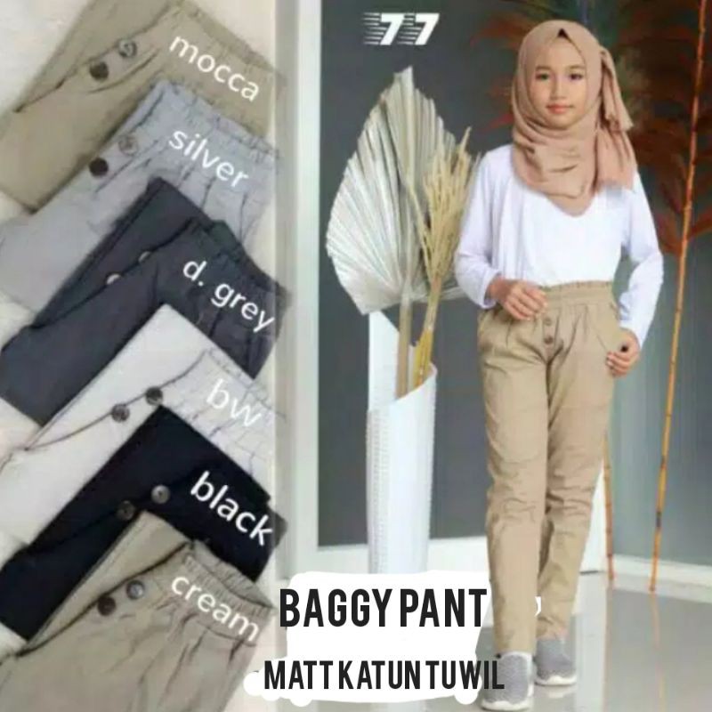 Baggy pant anak katun tuwil,Ban pinggang kerut