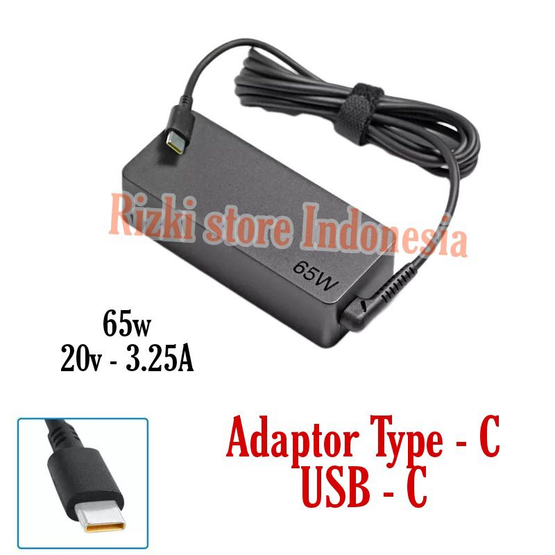 Charger Laptop Lenovo 20v - 3.25A Type - C Thinkpad T480 T480S T580 E580 E490 L380 L390 L480 X270 X280 X380 X390 R480