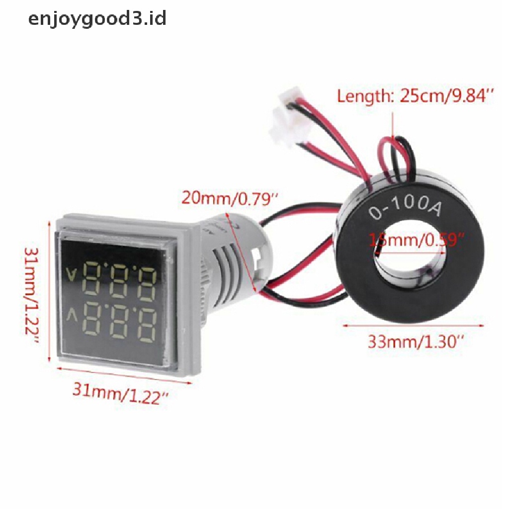 Voltmeter Ammeter Digital Dengan Layar Led Ganda Ac 60-500v