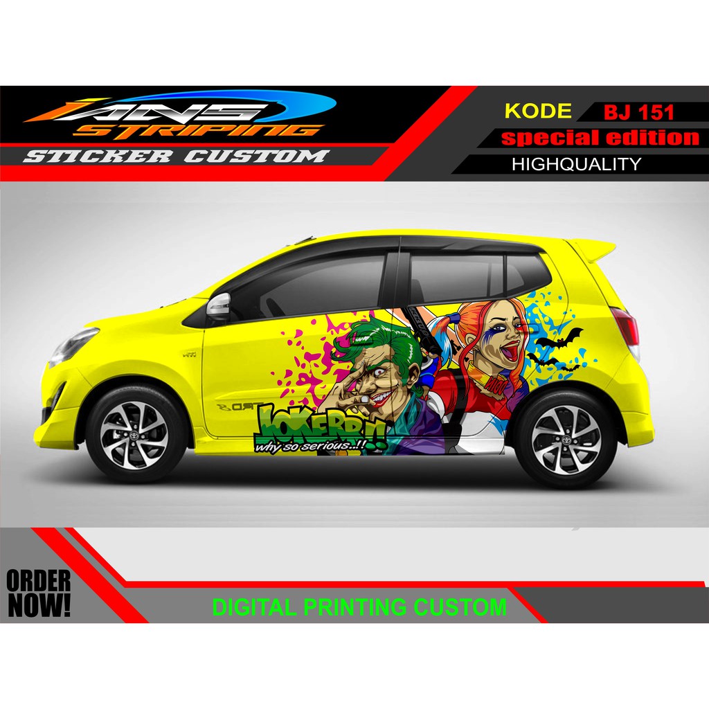 STICKER MOBIL AGYA AYLA JOKER / STICKER HONDA JAZZ / STICKER DECAL MOBIL JAZZ / DECAL STICKER MOBIL