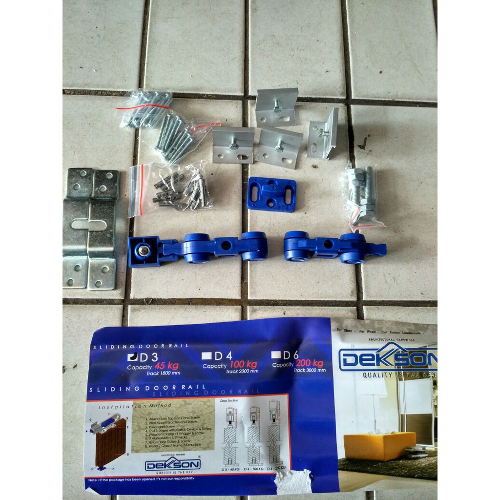 Rel Sliding Untuk Pintu Max.90cm Aluminium Kayu Baja Type D3 Dekson