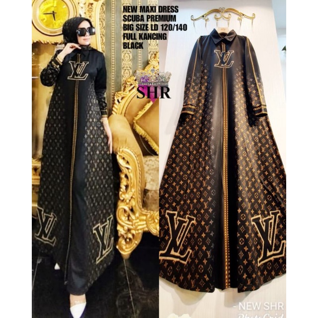 ready Maxi dress SHR ORI jumbo bhn SCUBA premium import