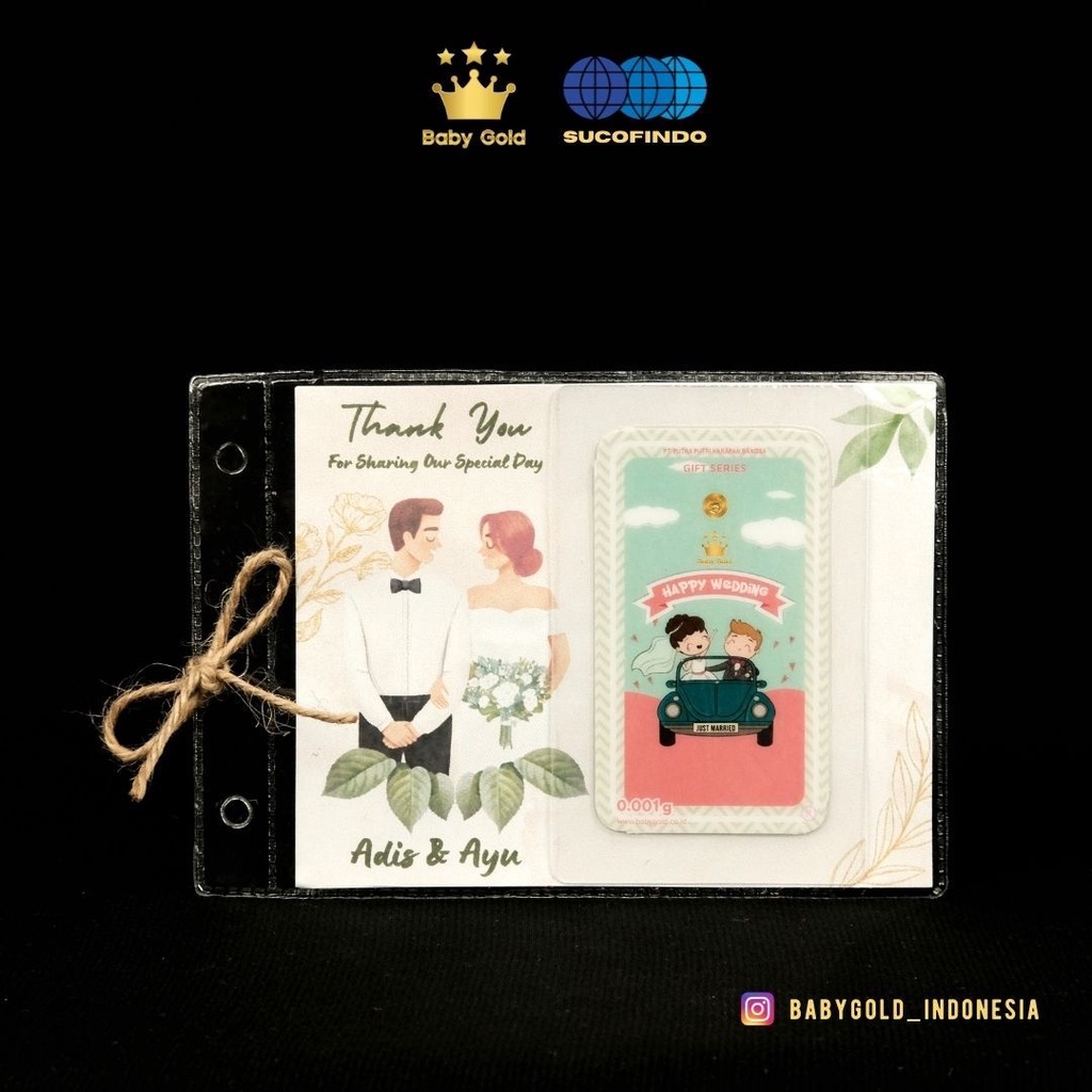 Gift Series 0.001 0.002 0.005 Emas Mini Logam Mulia 24 Karat Babygold Minigold Kado Hadiah Birthday Party Wedding Day Bouquet bucket buket Congratulation ThankYou Terimakasih-H
