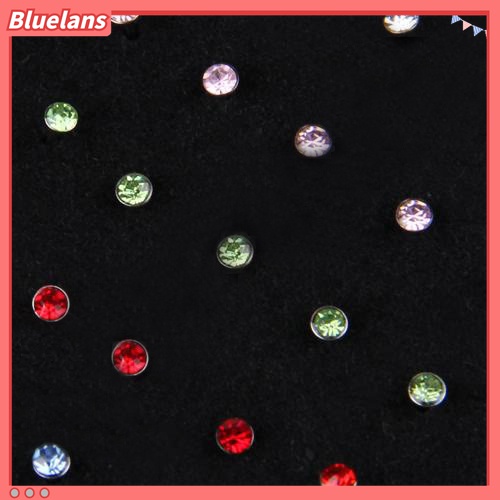 60pcs Cincin Stud Tindik Tubuh Hidung Bahan Baja Aksen Kristal Berlian Imitasi Untuk Perhiasan