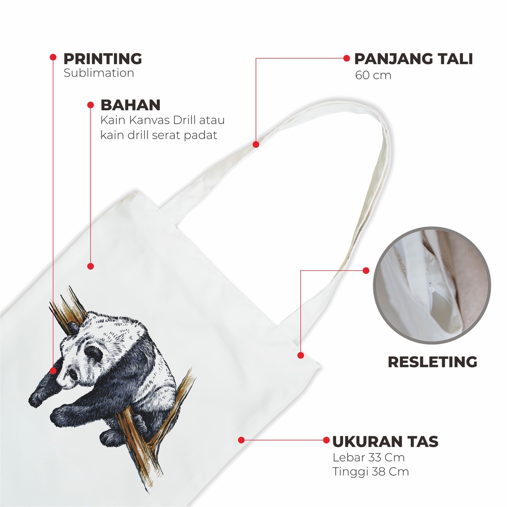 Sevine Tas Wanita Tote Bag Resleting Totebag Animal Cute Custom Desain - AW