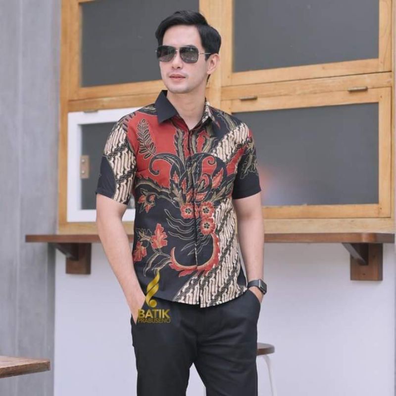 ASWAKA SOGAN kemeja batik pria terbaru | batik pria slim fit halus katun premium sragenan | baju batik pria modern lengan pendek lapis full furing