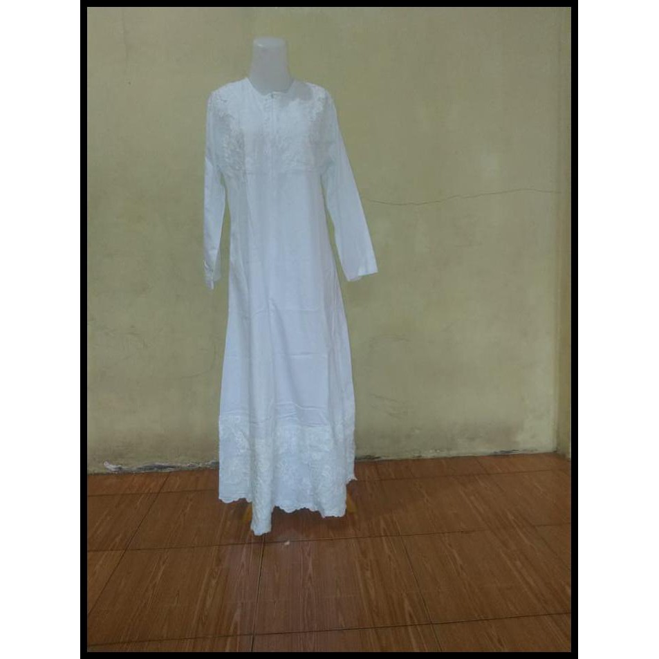 Gamis Ihrom Wanita Katun Jepang - Putih, M By Anisa Shop