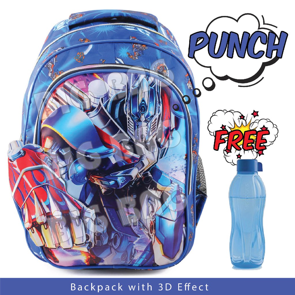 Tas Ransel Anak Laki Laki Karakter - TRANSFORMERS - PUNCH - COOL BACKPACK + FREE  BOTOL