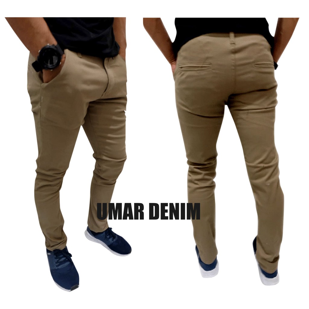 Celana chino Pria Panjang Distro Slimfit Bahan Cattun Combet Tidak luntur