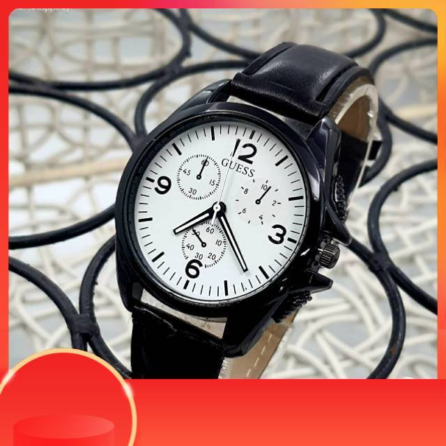 Jam tangan pria & wanita gues 5093 strap hitam