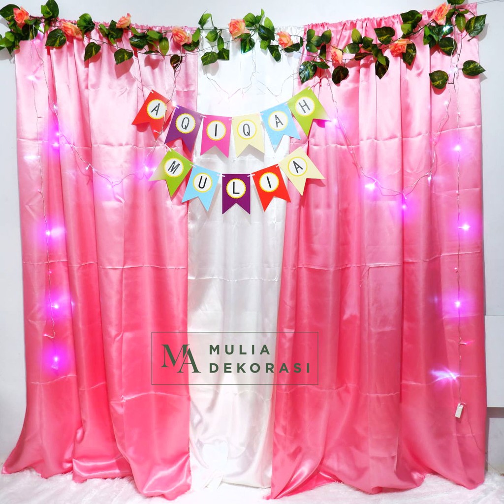 Dekorasi Aqiqah Khitan Backdrop Lamaran Nikahan Premium PhotoBooth DIY Akad Nikah Paket Satin Pink