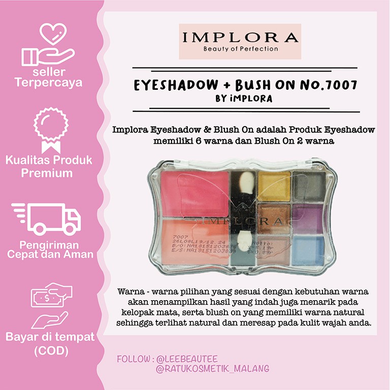 ❤ RATU ❤ Implora Eyeshadow Pallete + Blush On ( palet eye shadow ) (✔️BPOM)